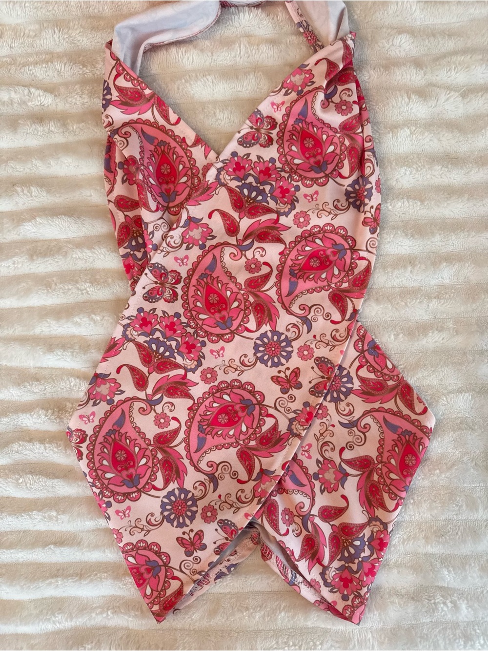 Pink Patterned Wrap/Tie-up Top